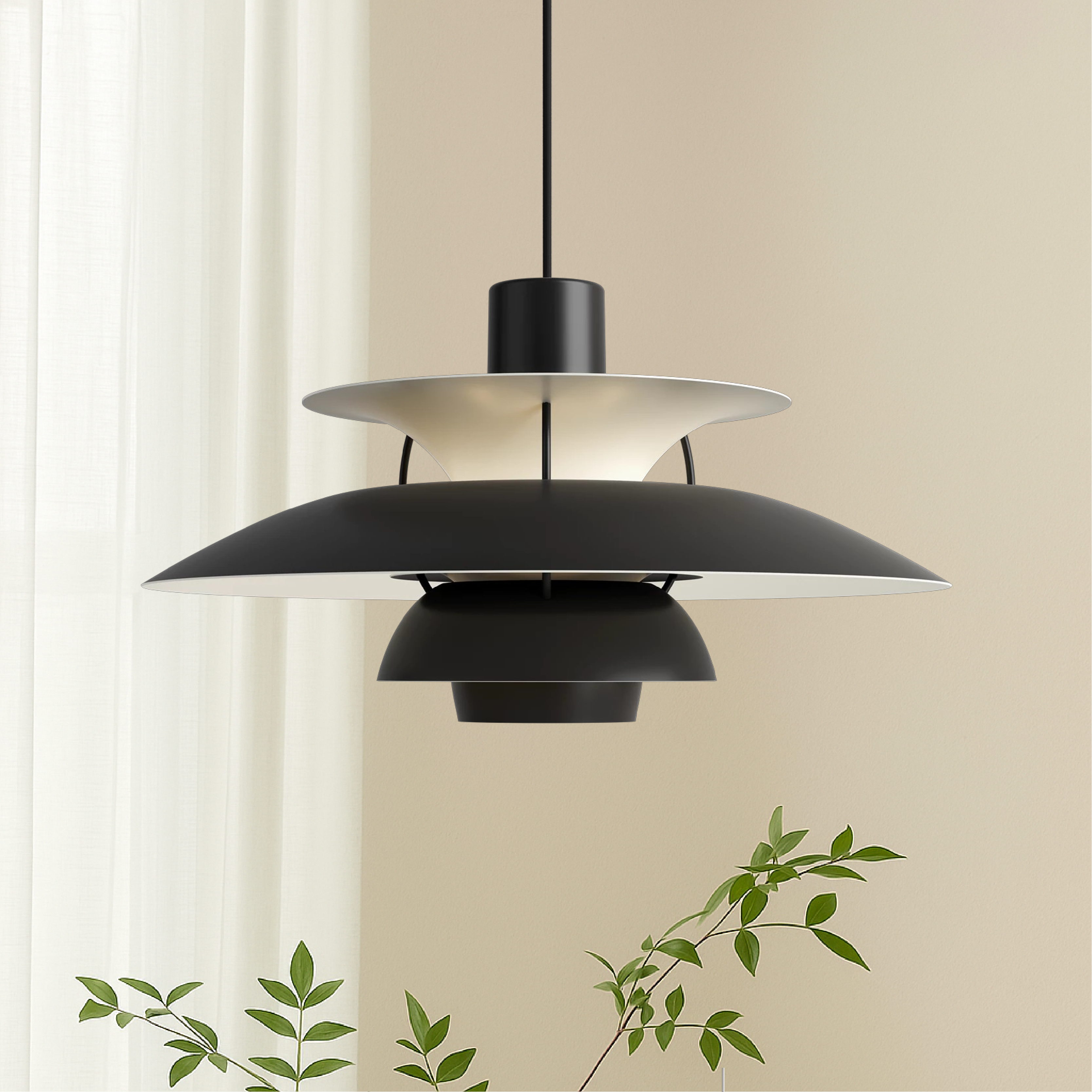Suspension danoise à plusieurs couches aluminium noir E27 table à manger îlot de cuisine design scandinave éclairage intérieur moderne | Restfield