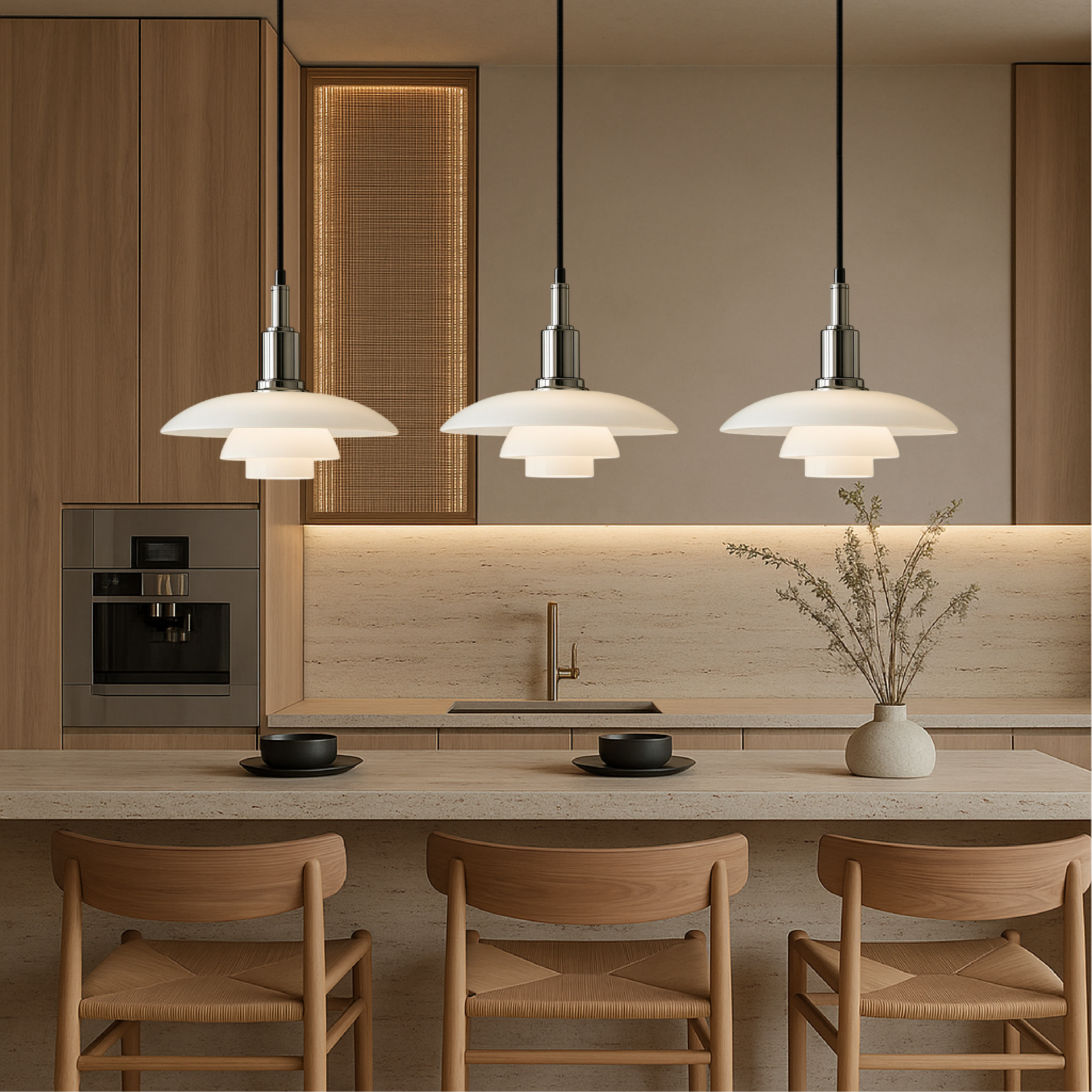 Deense design hanglamp 2/3 koppen glas metaal goud eetkamer keuken eiland Scandinavisch minimalistisch | Sansoti