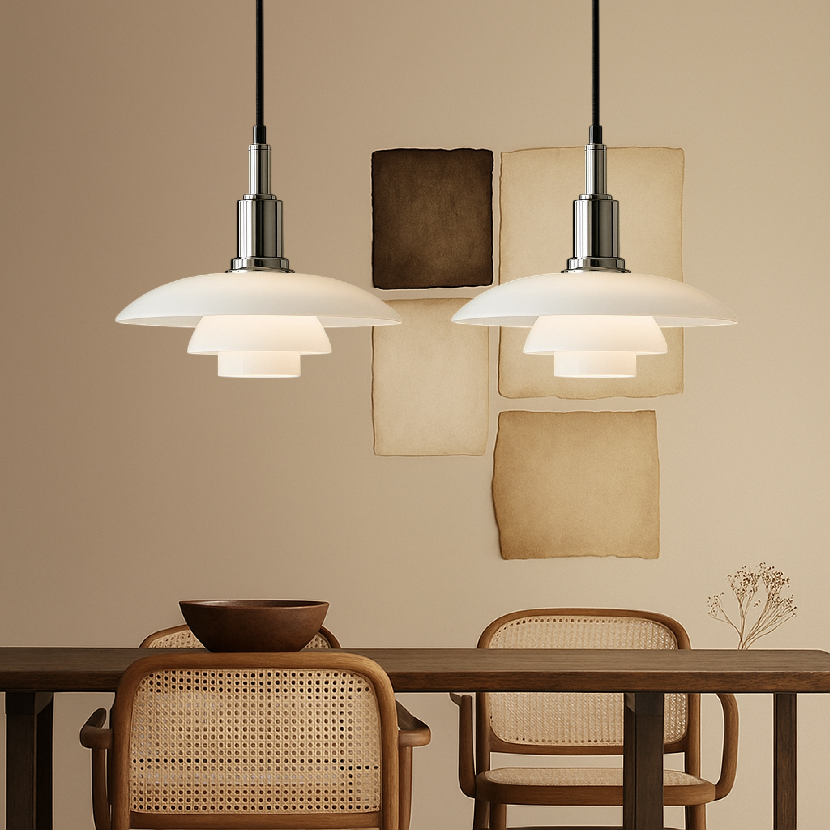 Deense design hanglamp 2/3 koppen glas metaal goud eetkamer keuken eiland Scandinavisch minimalistisch | Sansoti