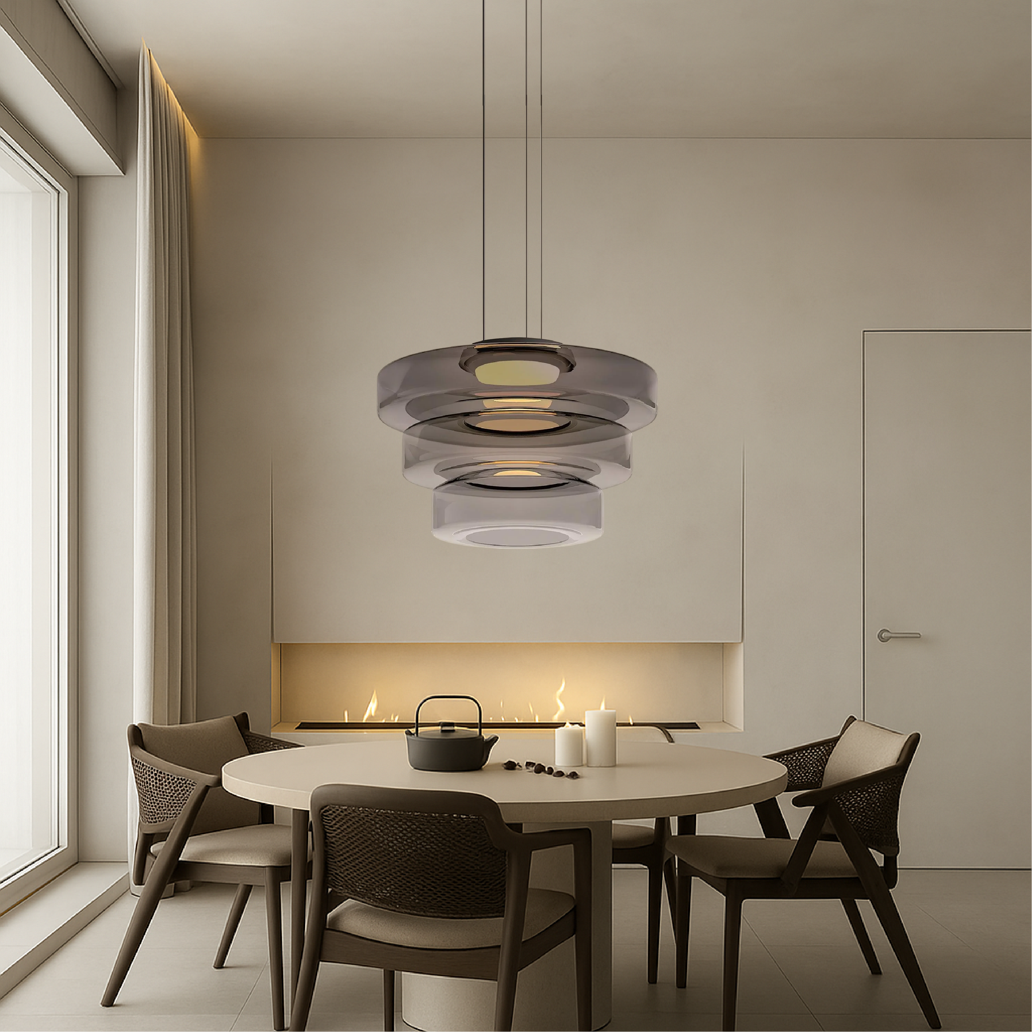 Deens glazen Bauhaus hanglamp handgeblazen glas Ø45cm hanglamp eetkamer woonkamer design verlichting modern minimalistisch | Sansoti