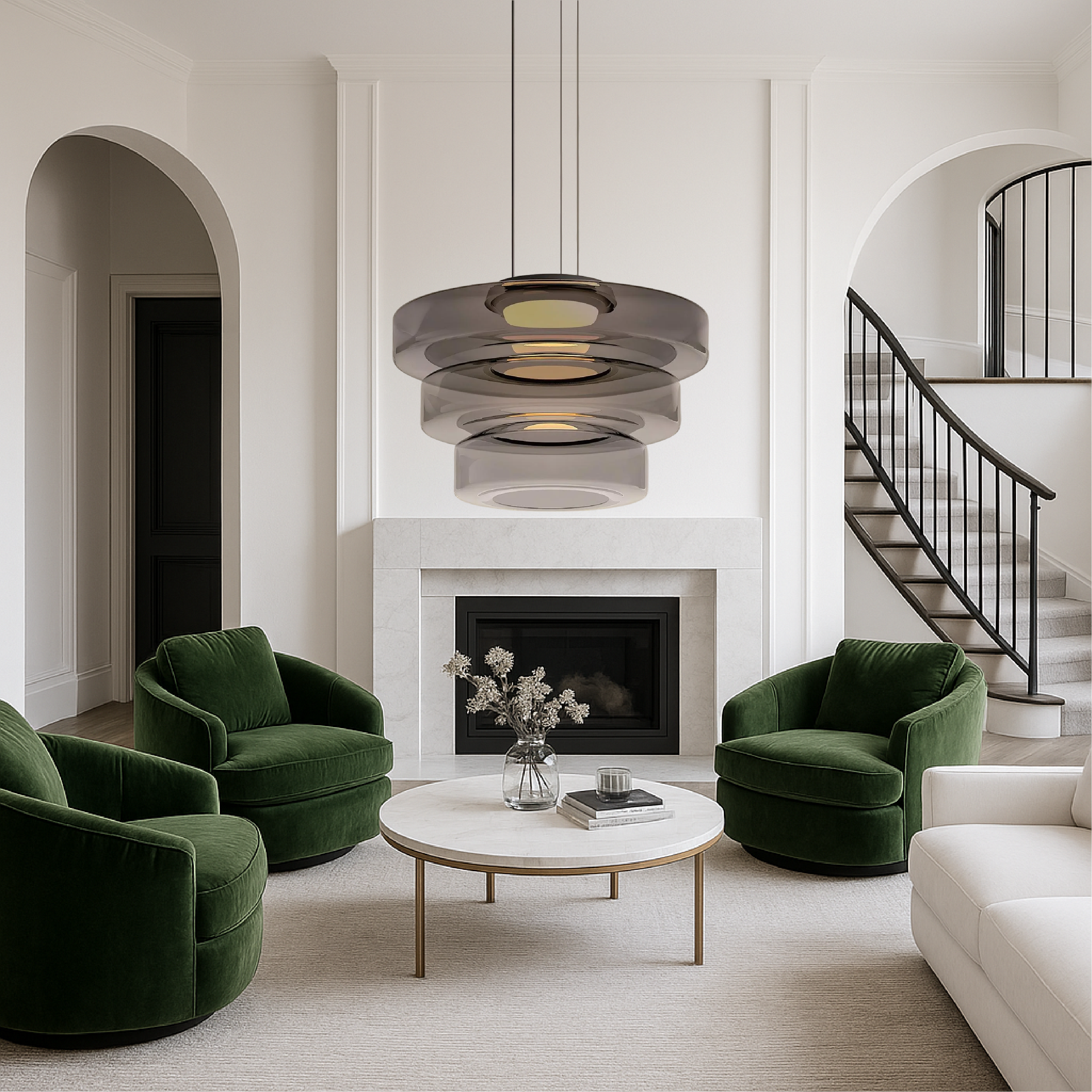Deens glazen Bauhaus hanglamp handgeblazen glas Ø45cm hanglamp eetkamer woonkamer design verlichting modern minimalistisch | Sansoti