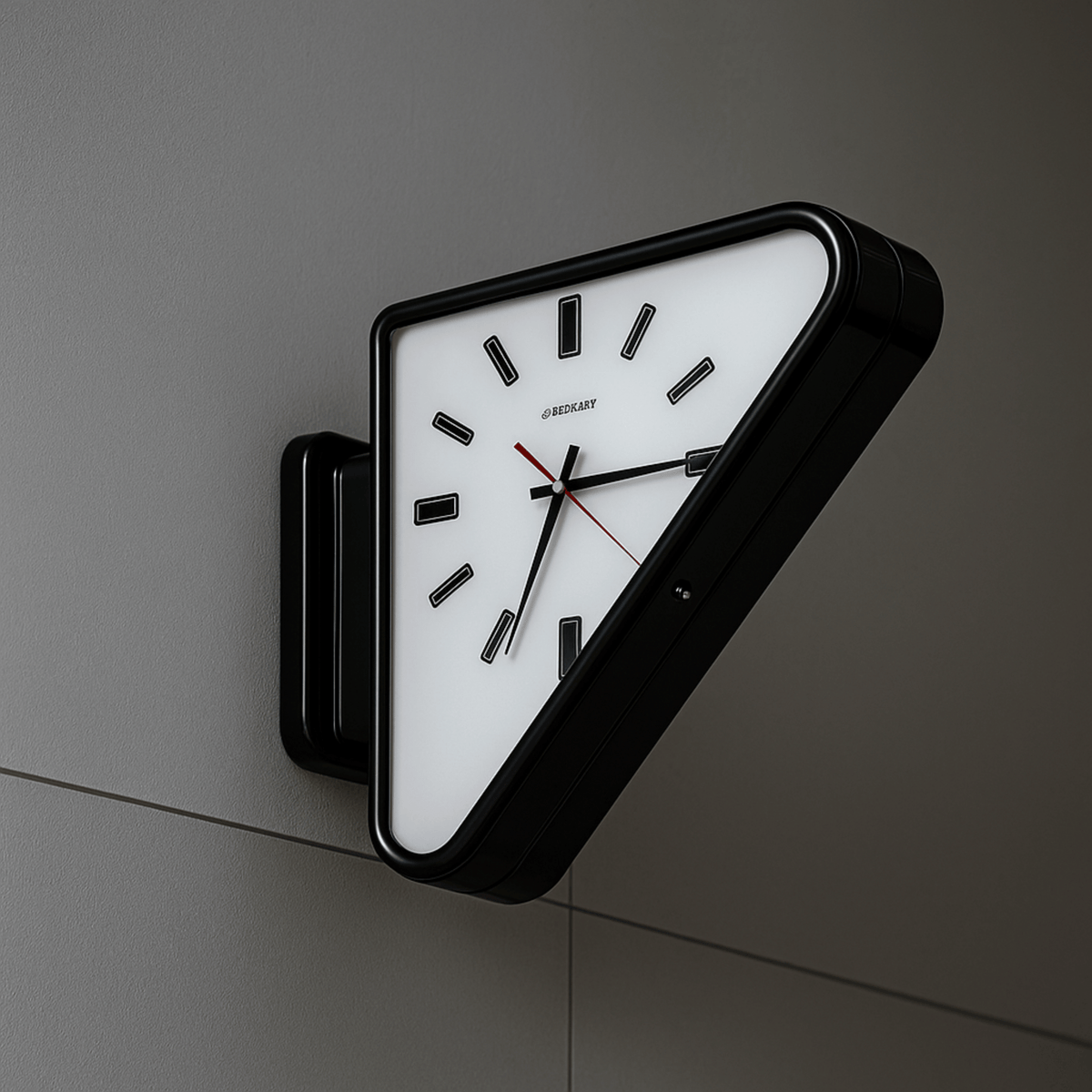 Geometric Wall Clock Triangle Double-Sided Metal Silent Battery-Powered Decorative Modern Design Living Room | Sansoti