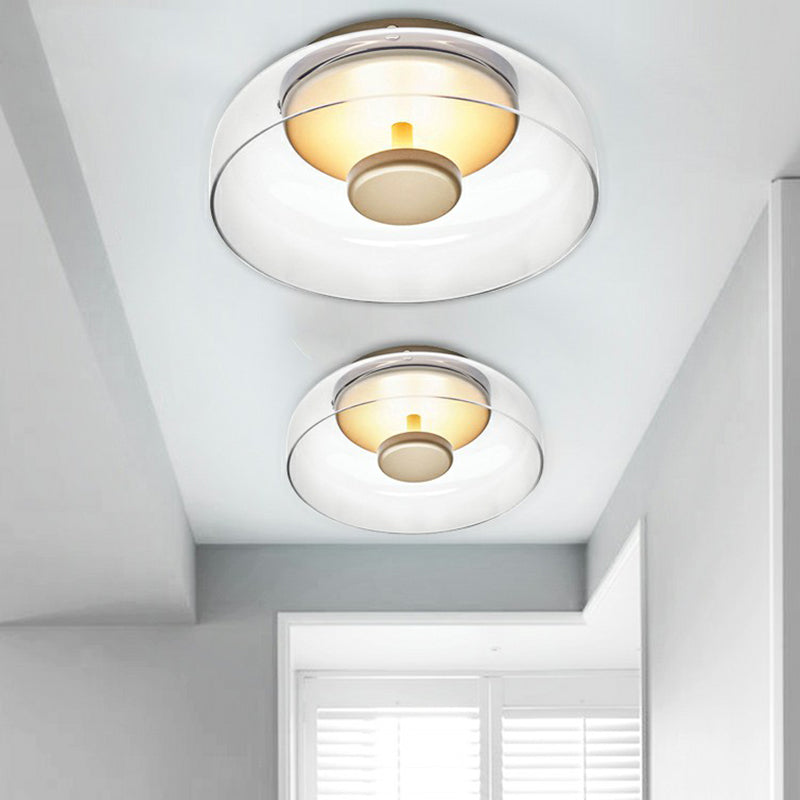 Glazen Plafondlamp LED met Rookgrijs of Amber Glas voor Entree Hal Gang Woonkamer Modern Scandinavisch Design | Sansoti