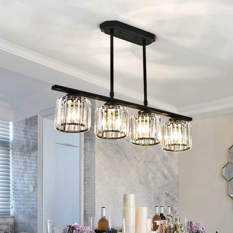 Hanglamp Eettafel Glas Zwart Goud 3 Of 4 Lichts E27 Modern | Sansoti
