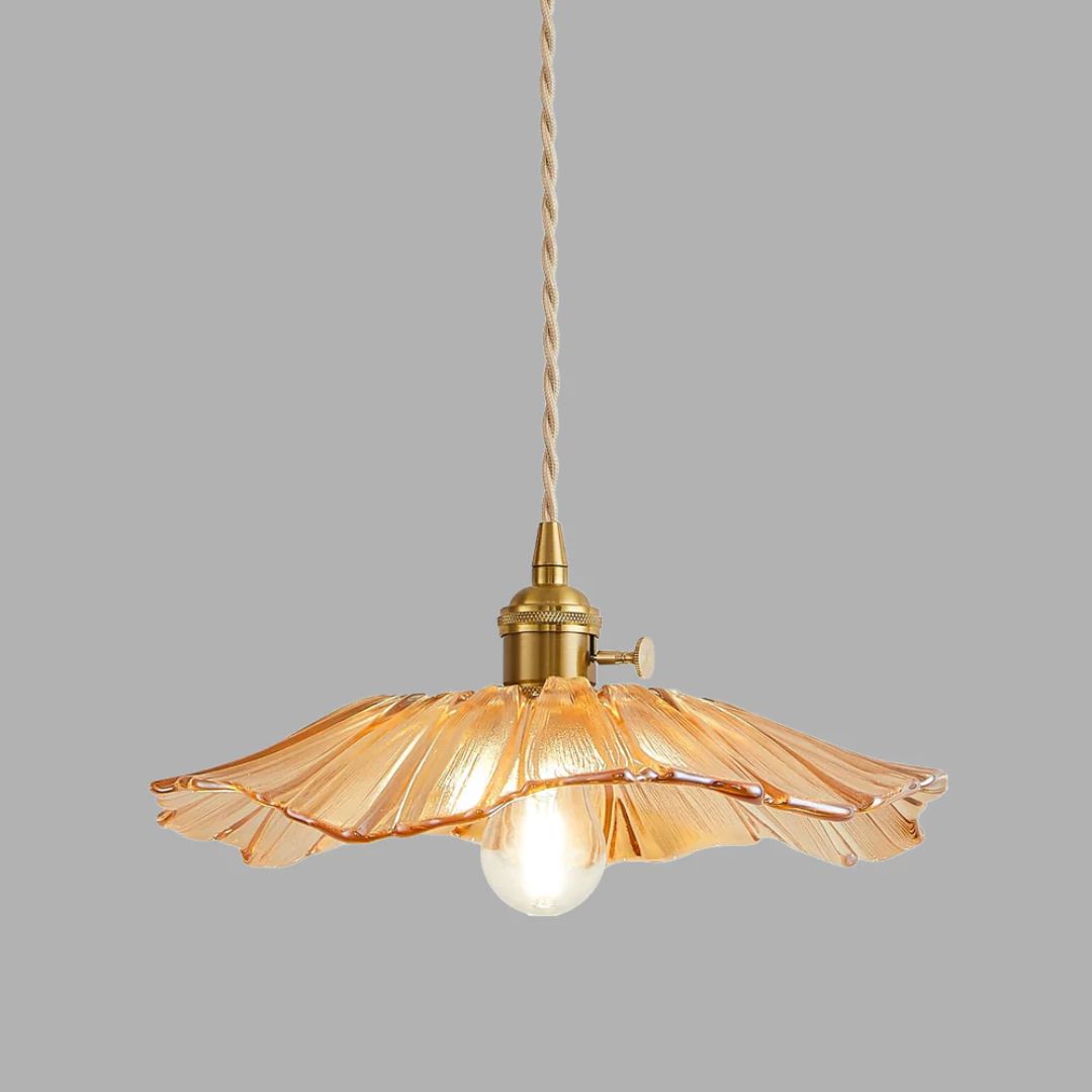 Sansoti | Cullivan Bloemvormige Hanglamp – Glazen Hanglamp met Gouden Fitting voor Woonkamer & Eetkamer