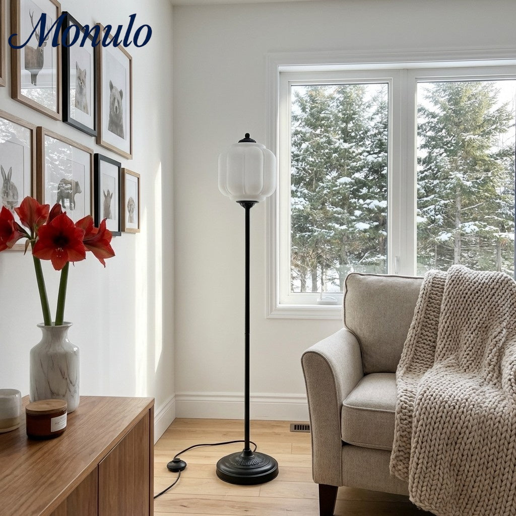 Decoratieve Glazen Pompoen Vloerlamp Retro Organische Stijl Woonkamer Staande Lamp | Sansoti