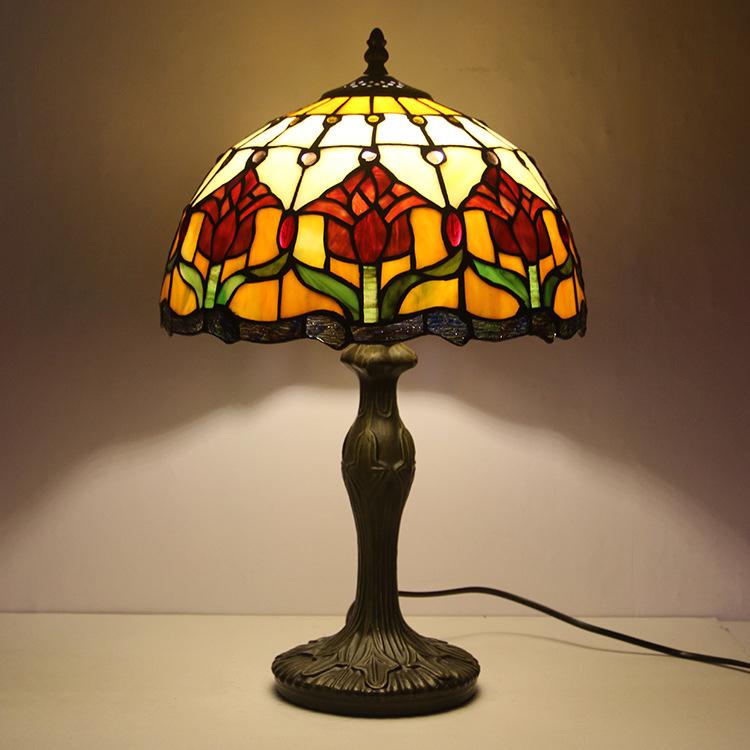 Lampe de table Tiffany vitrail classique 45cm E26 verre métal salon | Restfield