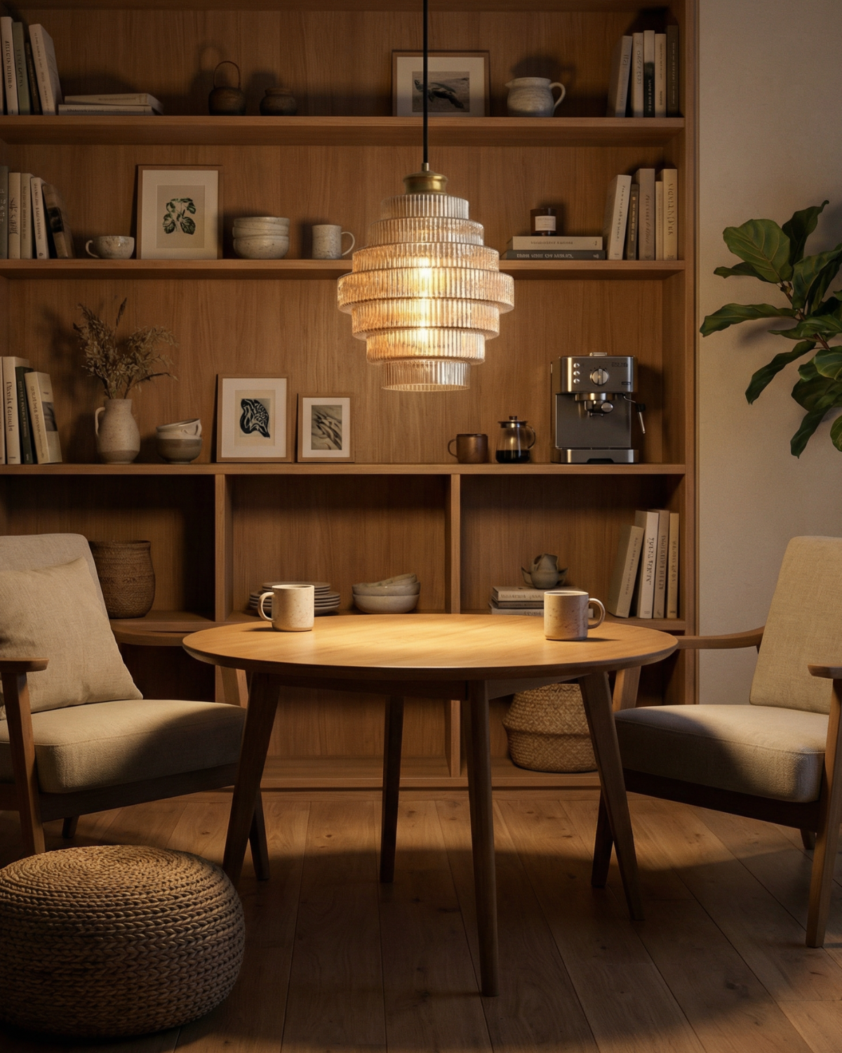 Moderne trapsgewijze glazen hanglamp met gouden detail voor eetkamer en woonkamer – luxe design verlichting | Sansoti