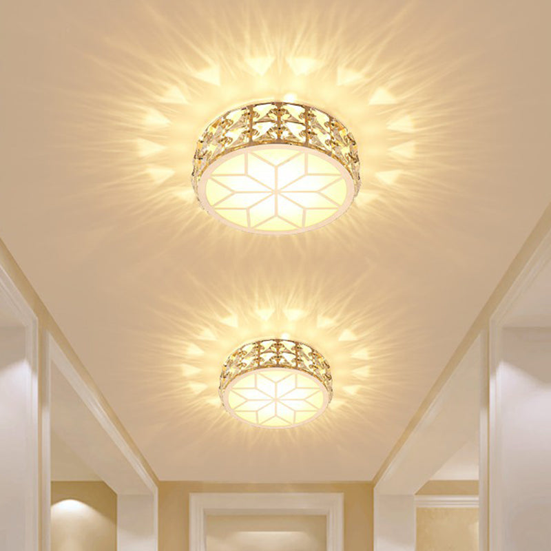 Runde Kristall-Deckenleuchte LED Einbauleuchte Champagnergold 15–20 cm Flur Diele Schlafzimmer moderne Luxusbeleuchtung | Sansoti