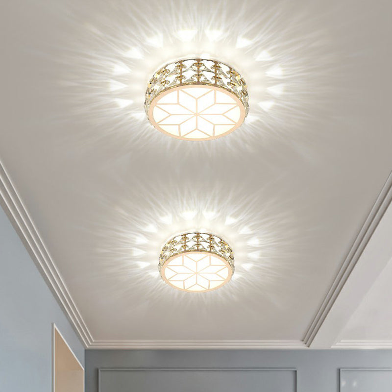 Runde Kristall-Deckenleuchte LED Einbauleuchte Champagnergold 15–20 cm Flur Diele Schlafzimmer moderne Luxusbeleuchtung | Sansoti