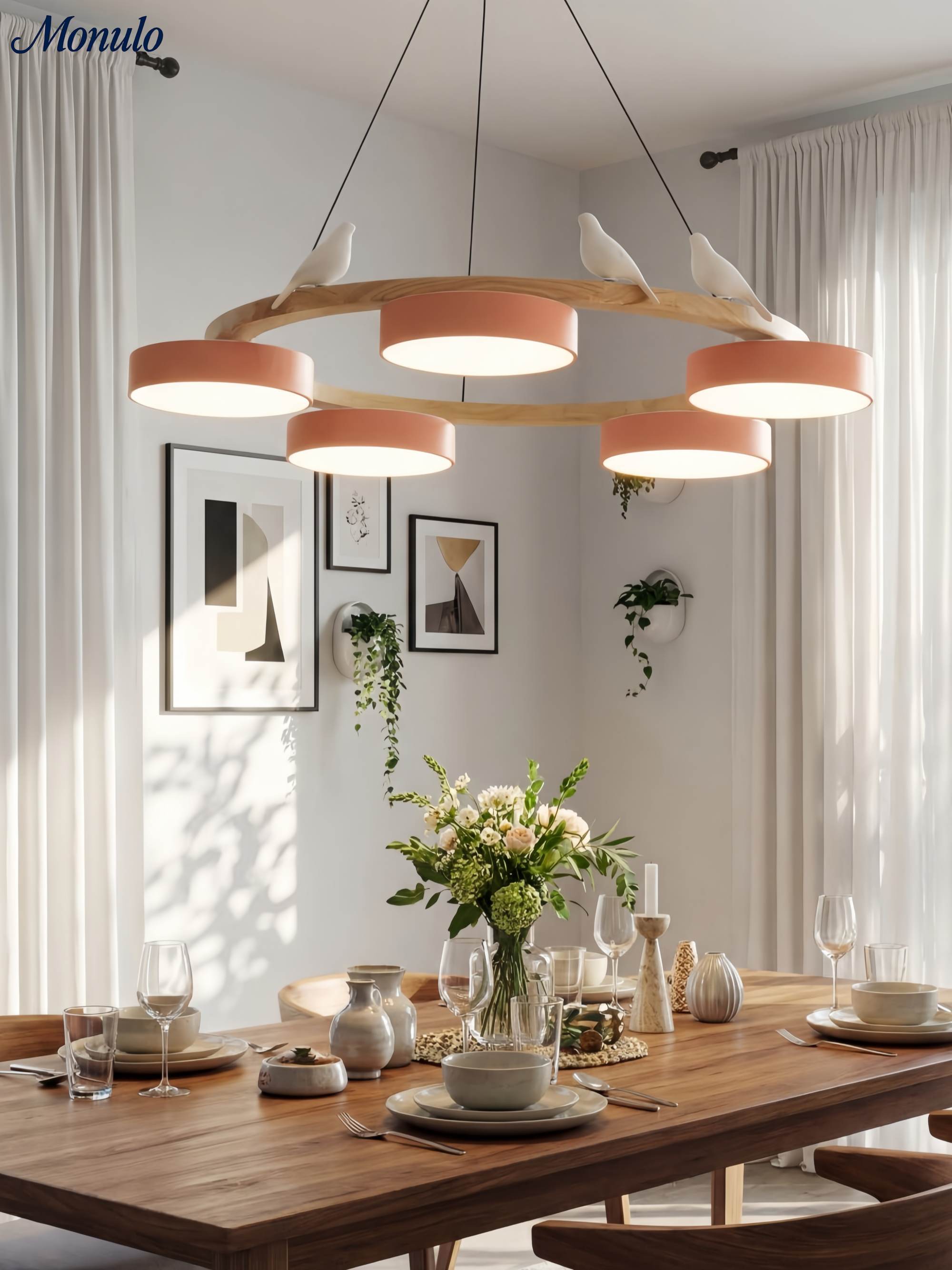 Decoratieve Vogelkroonluchter met Gekleurde Cirkels voor Eetkamer en Woonkamer | Sansoti