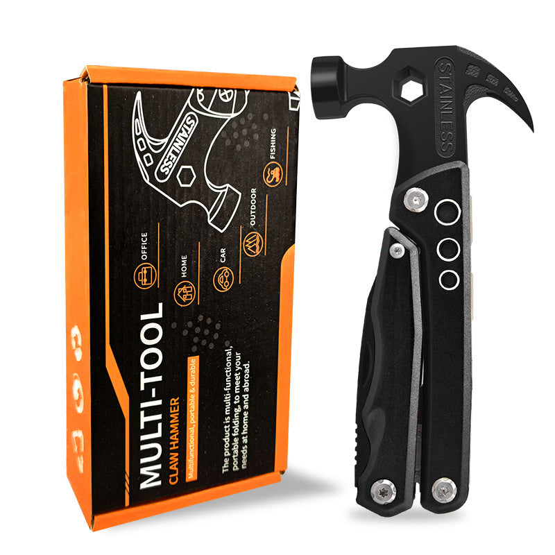 19-in-1 Multitool Hamer – Veelzijdig Gereedschap met Combinatie van Hamer, Tang, Schroevendraaier, Mes, Flesopener en 13 Extra Functies voor Camping, Klussen en Noodgevallen | Sansoti