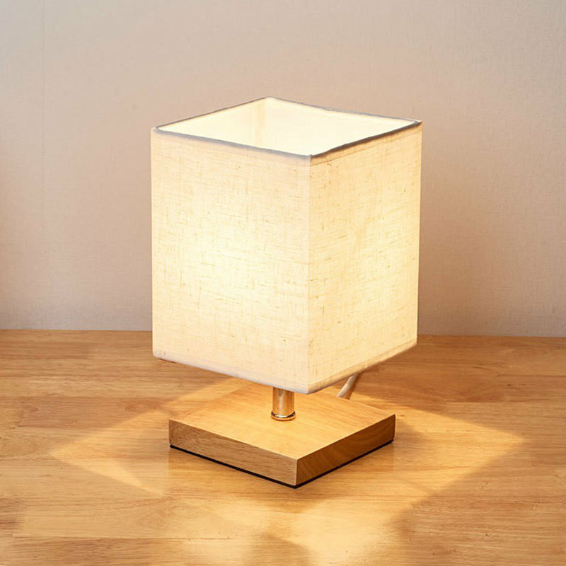Minimalistische Tafellamp van Vlas en Hout met Rechthoekige Kap – Sfeervolle Verlichting voor Slaapkamer Nachtkastje Bureau Kleine Ruimtes Modern Design | Sansoti
