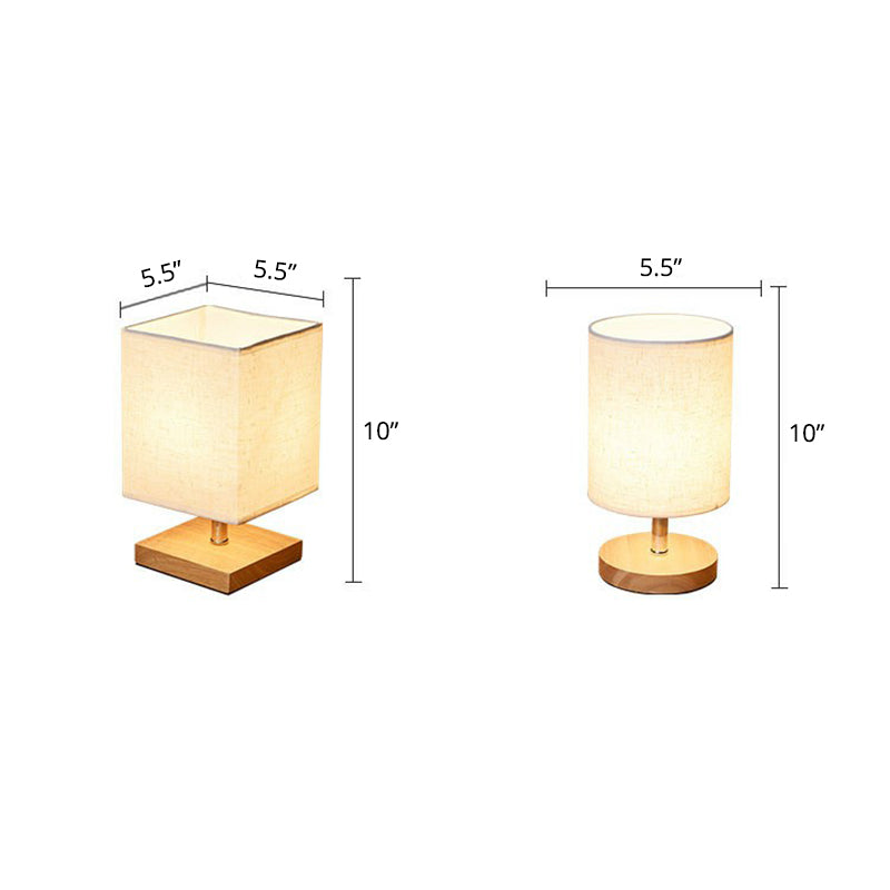 Minimalistische Tafellamp van Vlas en Hout met Rechthoekige Kap – Sfeervolle Verlichting voor Slaapkamer Nachtkastje Bureau Kleine Ruimtes Modern Design | Sansoti