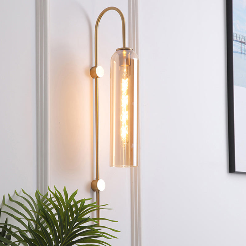 Mid-Century Wandlamp Metalen Zwanenhals met Geribbelde Glazen Kap | Sansoti