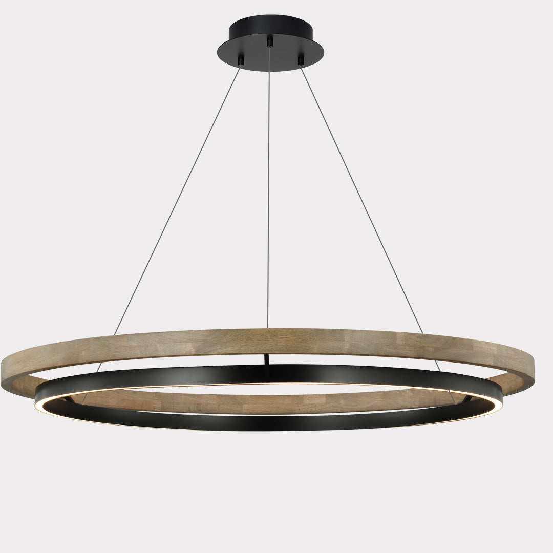 Holz-Ring-Kronleuchter LED Eingebaut Warmweiß Dimmbar Esszimmer Wohnzimmer Deckenlampe Modern Bauernhaus | Restfield