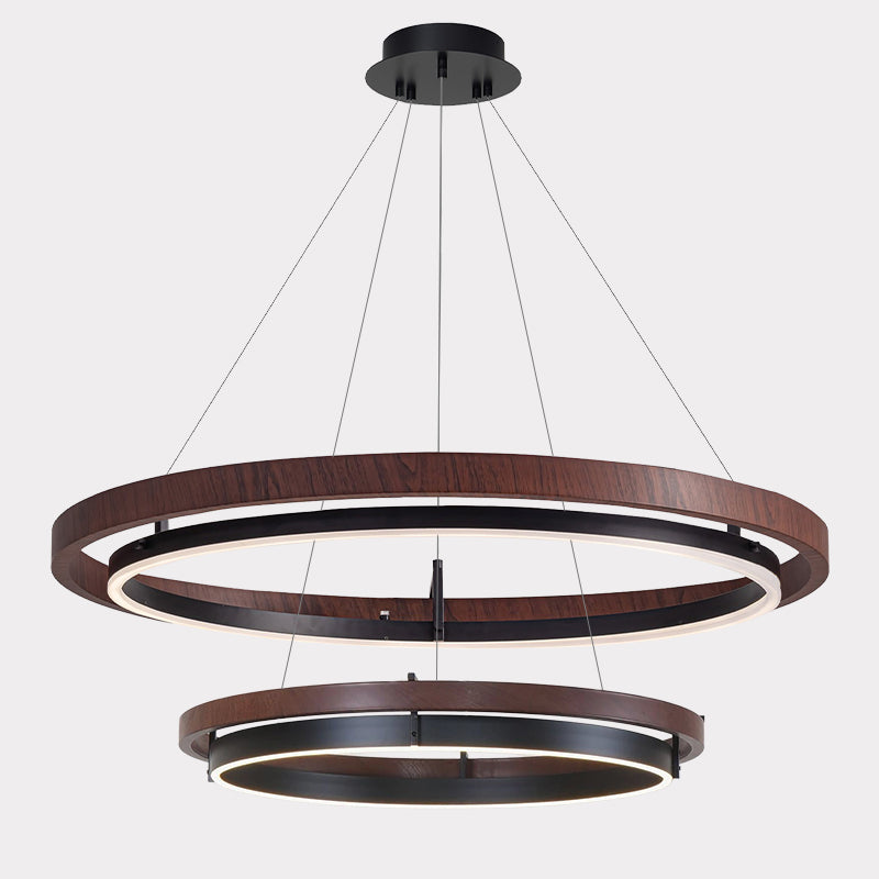 Holz-Ring-Kronleuchter LED Eingebaut Warmweiß Dimmbar Esszimmer Wohnzimmer Deckenlampe Modern Bauernhaus | Restfield