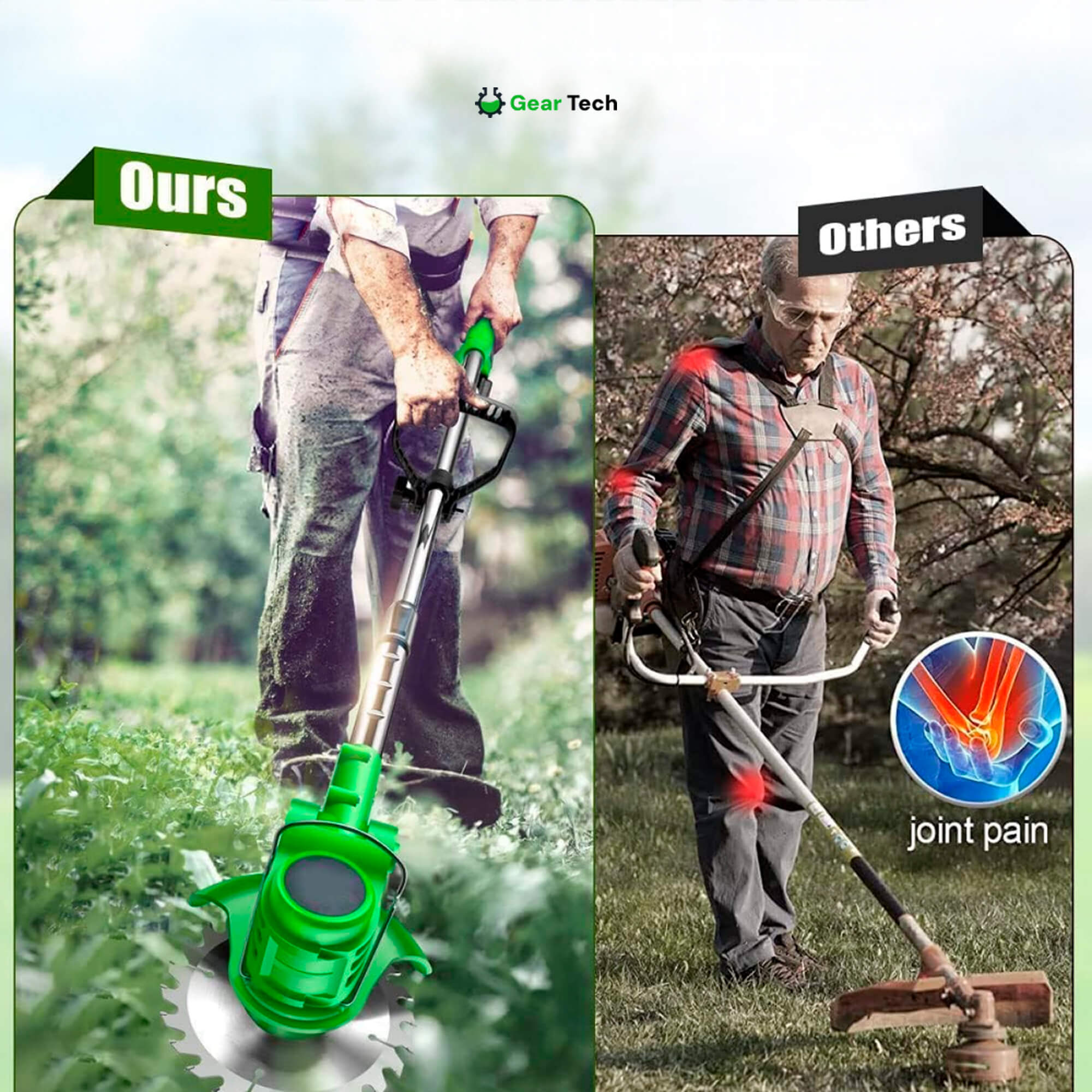 Draadloze Grastrimmer 24V met 4-in-1 Verstelbare Snijkop en Krachtige Accu voor Tuin en Gazononderhoud | Sansoti