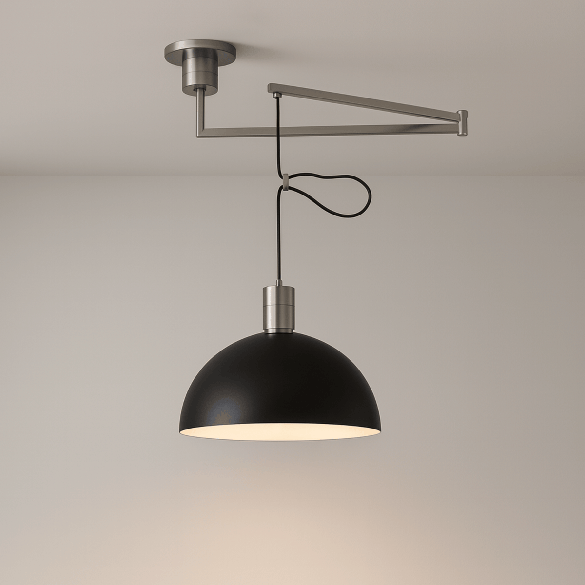 Adjustable Pendant Light with Swing Arm Chrome Metal 35cm Dimmable Scandinavian Design Kitchen Dining Room Living Room | Sansoti