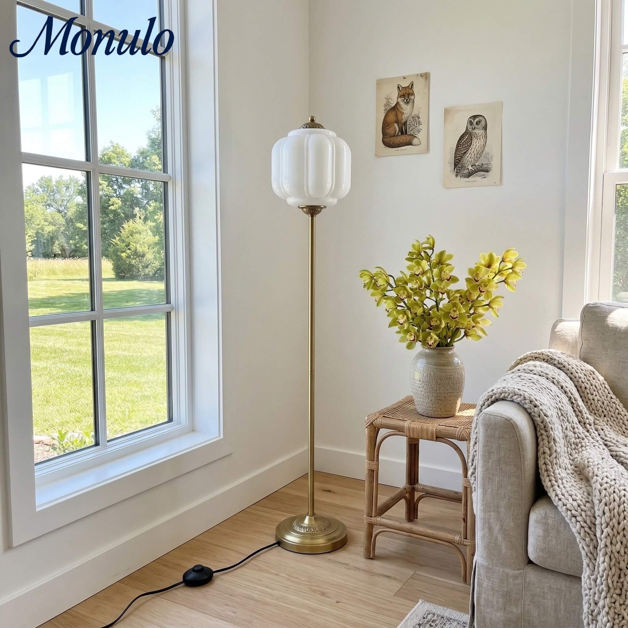 Decoratieve Glazen Pompoen Vloerlamp Retro Organische Stijl Woonkamer Staande Lamp | Sansoti