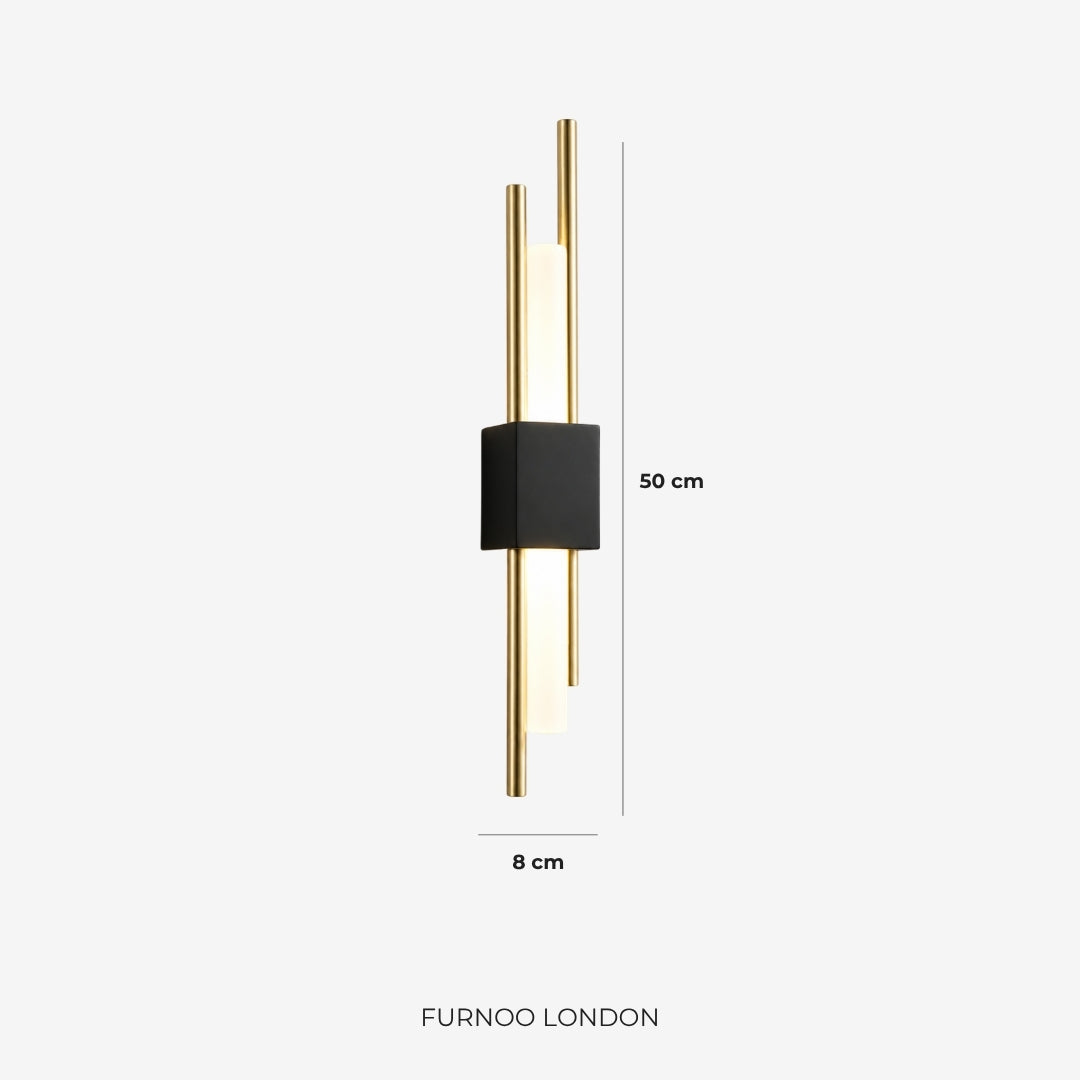 Scandinavische Minimalistische Wandlamp – Modern Verticaal Design met Gerichte LED-Verlichting – Zwart Goud | Sansoti