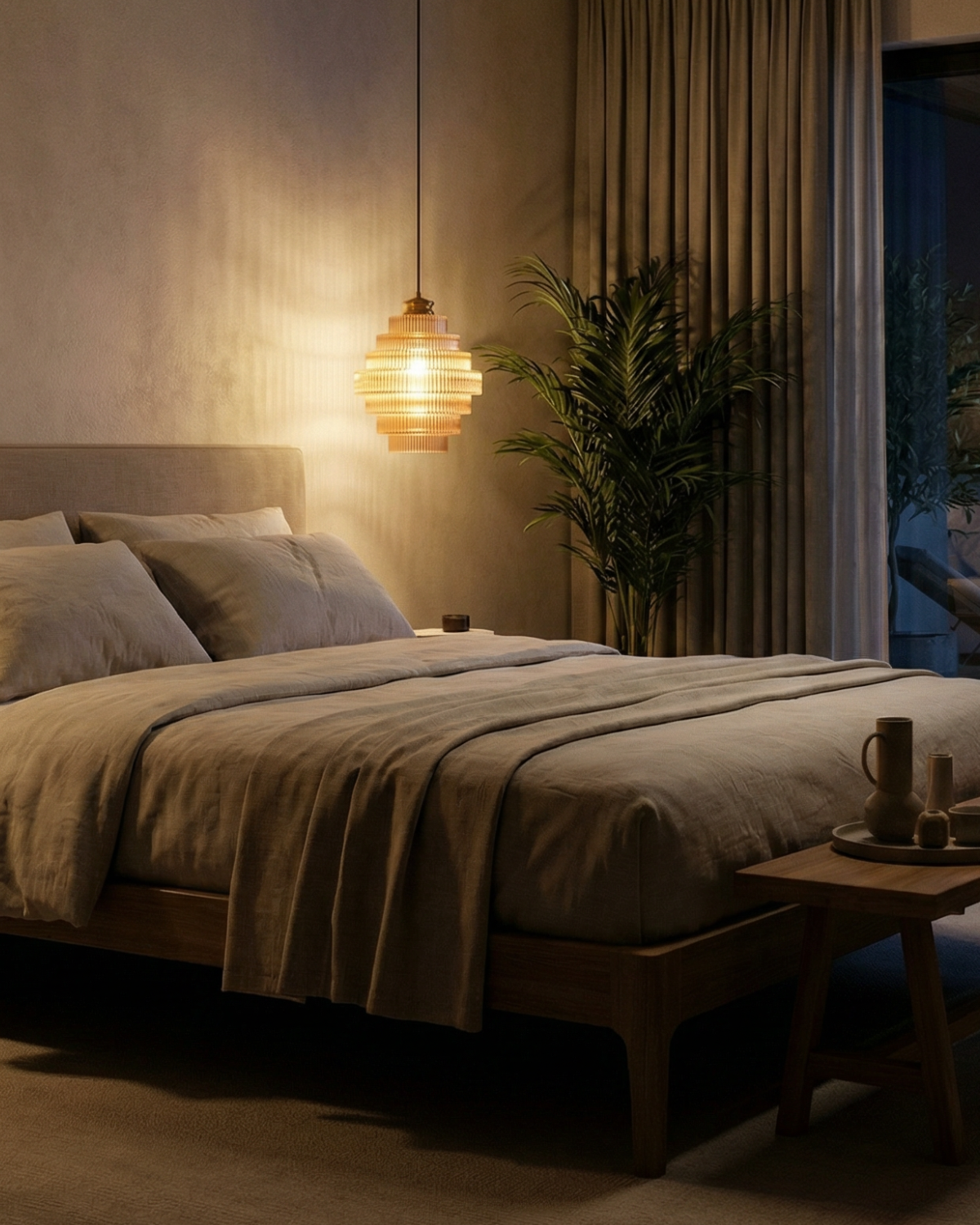 Moderne trapsgewijze glazen hanglamp met gouden detail voor eetkamer en woonkamer – luxe design verlichting | Sansoti