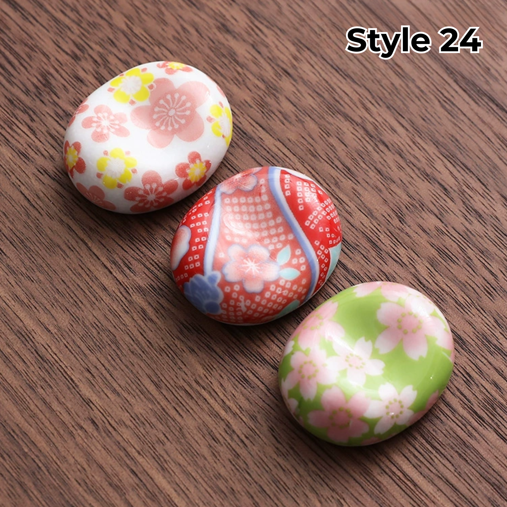 Ceramic Chopstick Rest with Animal and Fruit Motifs – Set of 3 | Sansoti
