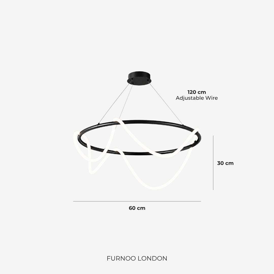 LED-design hanglamp met metalen koordstructuur zwart satijn 100 cm dimbaar warm wit modern interieur eetkamer keukeneiland | Sansoti