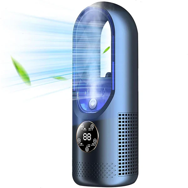 Portable Bladeless Humidifier with Quiet Operation for Home and Office – Compact USB Cooling Fan with 6 Speeds and Timer – Energy-Saving Personal Air Conditioner for Workplace and Bedroom | Sansoti