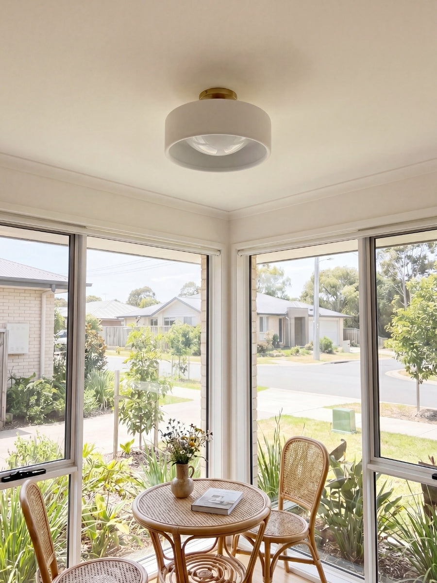 Porseleinen Plafondlamp met Strakke Montage – Moderne Lage Profiellamp Keramiek Opbouwverlichting | Sansoti