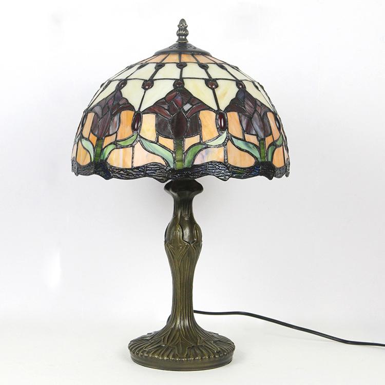 Lampe de table Tiffany vitrail classique 45cm E26 verre métal salon | Restfield