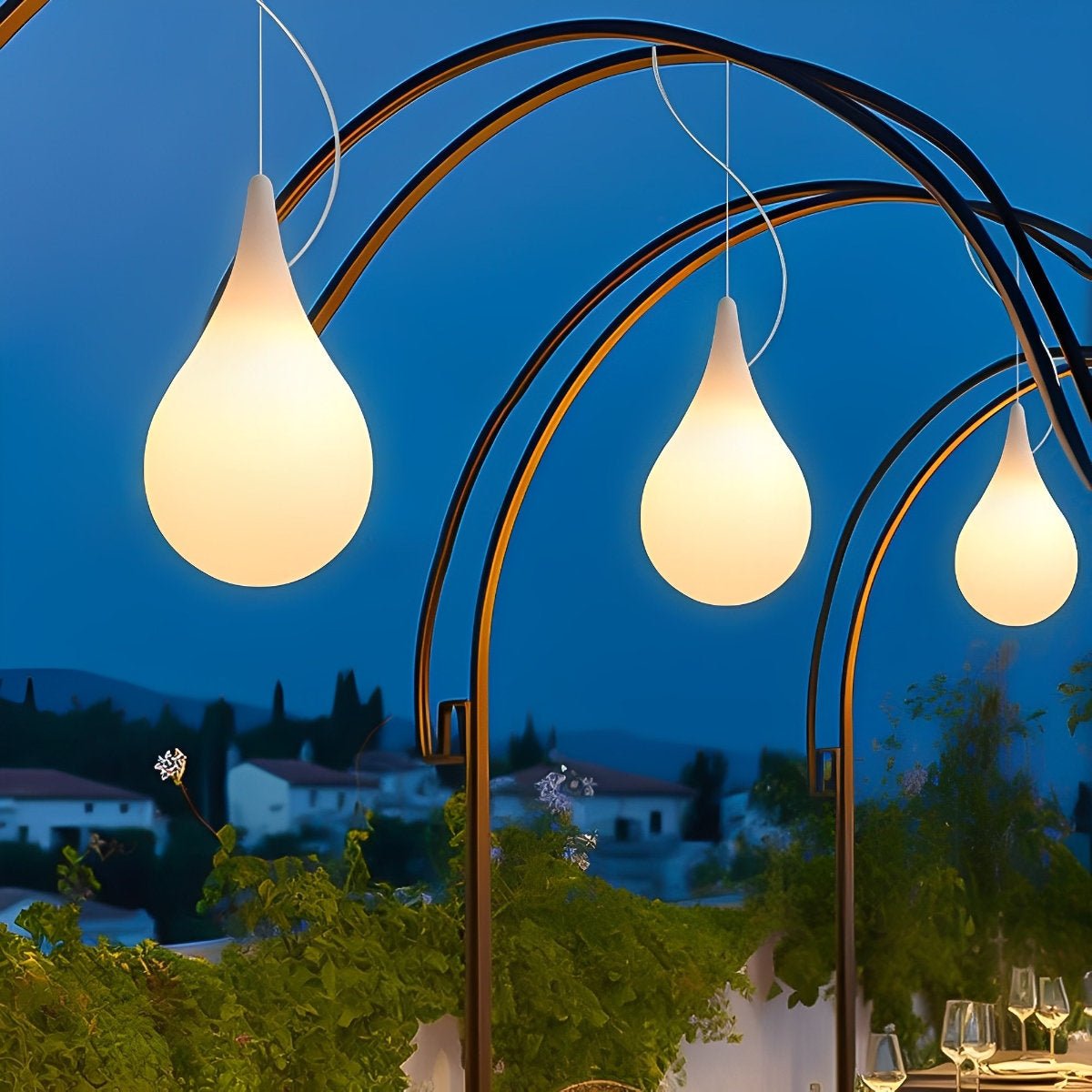 Buitenlamp Druppel Hanglamp Plastic Wit IP65 Tuin Terras LED Warm Wit Buiten Hangende Lamp Patio | Sansoti