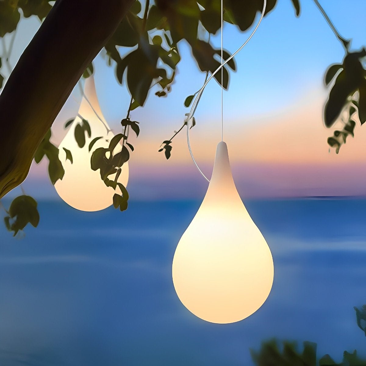 Buitenlamp Druppel Hanglamp Plastic Wit IP65 Tuin Terras LED Warm Wit Buiten Hangende Lamp Patio | Sansoti