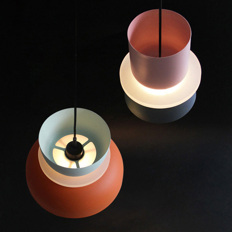 Moderne Hanglamp Macaron LED Metalen Kom Ø18-30cm Geel Roze Grijs Groen Blauw Oranje | Sansoti