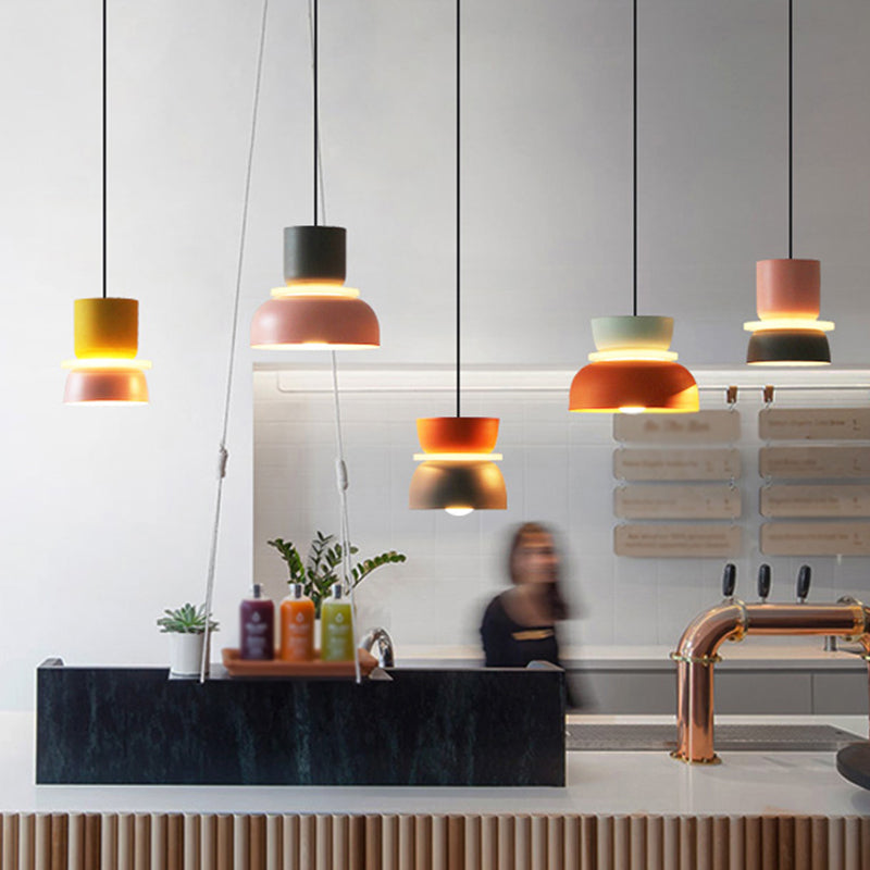Moderne Hanglamp Macaron LED Metalen Kom Ø18-30cm Geel Roze Grijs Groen Blauw Oranje | Sansoti