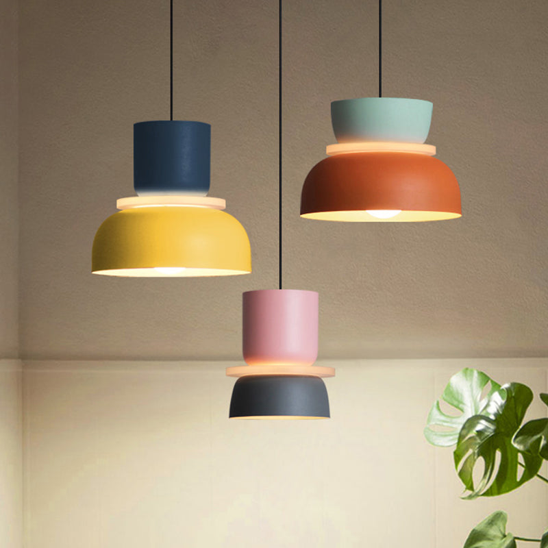 Moderne Hanglamp Macaron LED Metalen Kom Ø18-30cm Geel Roze Grijs Groen Blauw Oranje | Sansoti