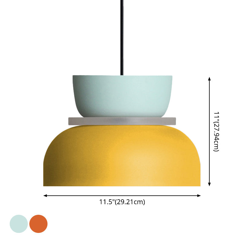 Moderne Hanglamp Macaron LED Metalen Kom Ø18-30cm Geel Roze Grijs Groen Blauw Oranje | Sansoti