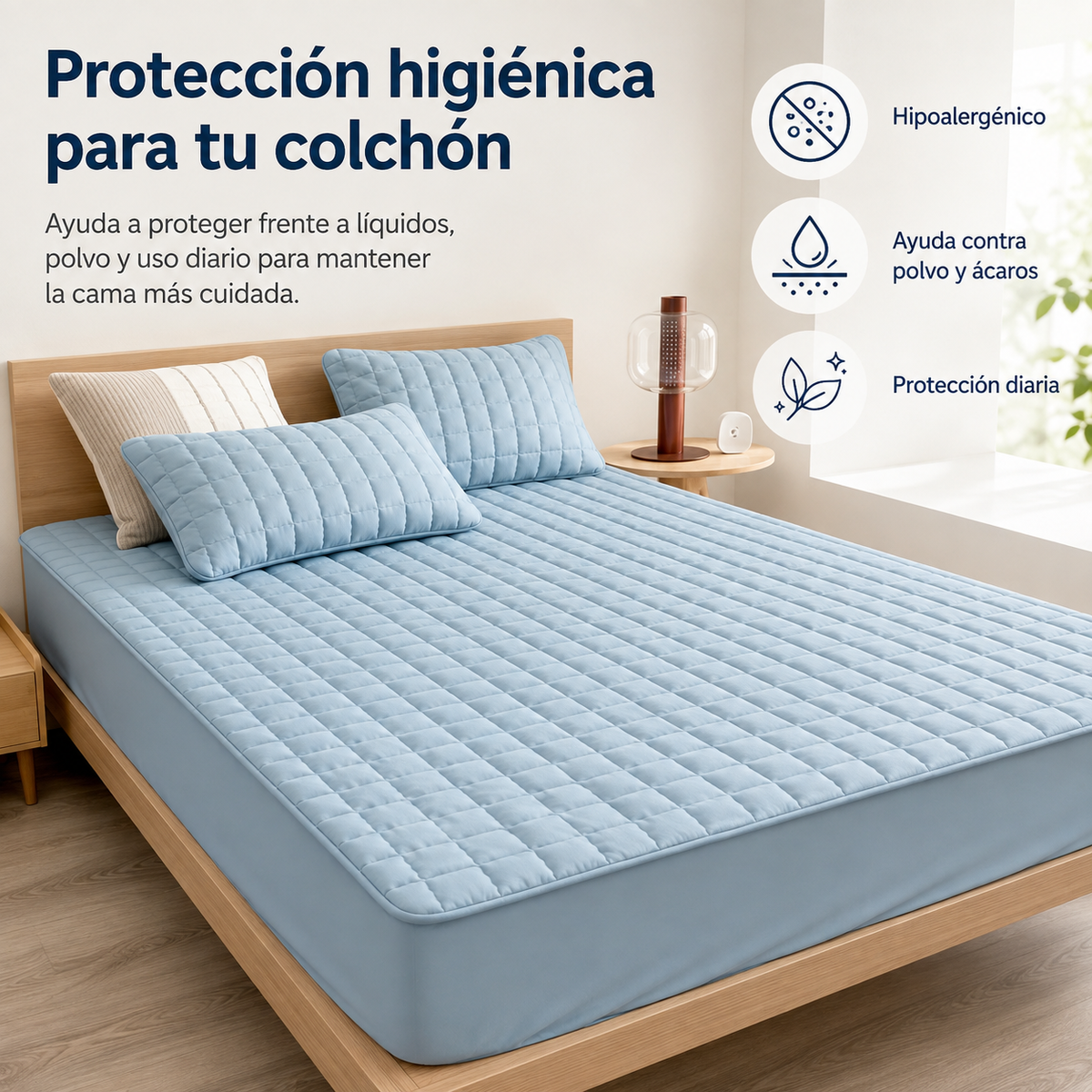Protège-matelas déperlant avec couche supérieure matelassée pour une protection optimale et un confort accru dans la chambre | Sansoti