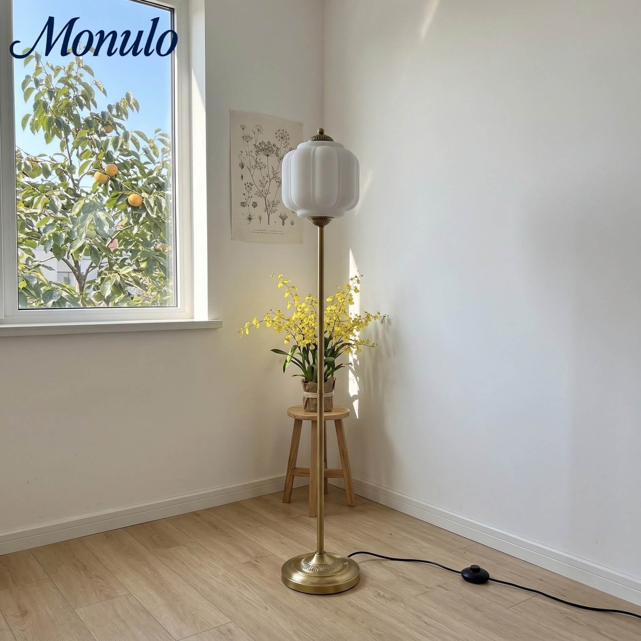 Decoratieve Glazen Pompoen Vloerlamp Retro Organische Stijl Woonkamer Staande Lamp | Sansoti
