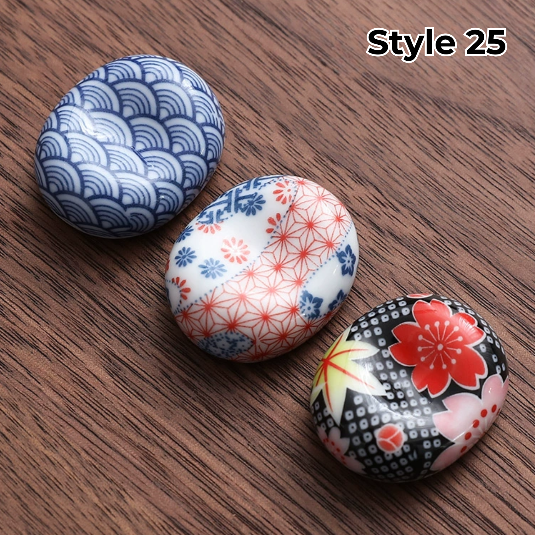 Ceramic Chopstick Rest with Animal and Fruit Motifs – Set of 3 | Sansoti