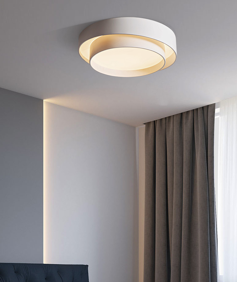 Ronde Plafondlamp Wit Metaal Nordic Stijl LED Plafondverlichting voor Slaapkamer 40cm 50cm 60cm Dimbaar | Sansoti