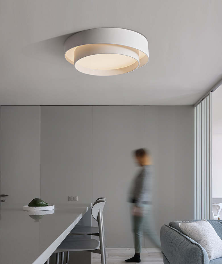 Ronde Plafondlamp Wit Metaal Nordic Stijl LED Plafondverlichting voor Slaapkamer 40cm 50cm 60cm Dimbaar | Sansoti