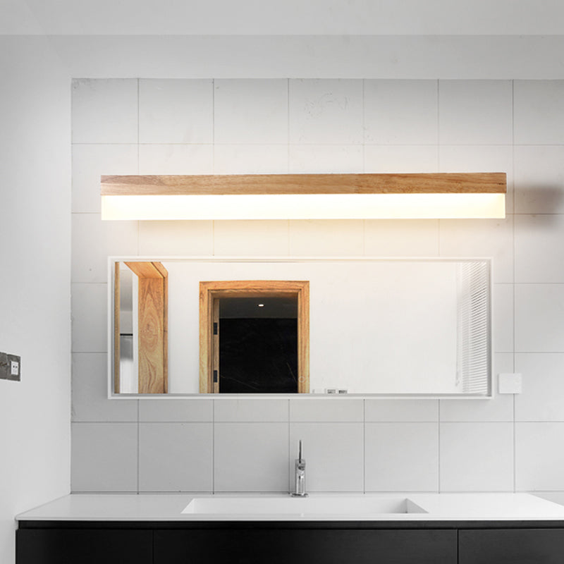 Houten LED Wandlamp met Acryl Kap Badkamerspiegel Verlichting Scandinavisch Design 40cm 60cm 80cm | Sansoti
