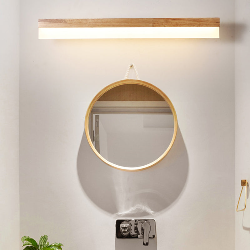 Houten LED Wandlamp met Acryl Kap Badkamerspiegel Verlichting Scandinavisch Design 40cm 60cm 80cm | Sansoti