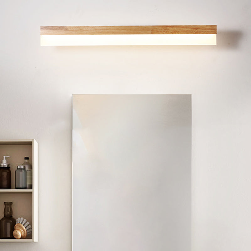Houten LED Wandlamp met Acryl Kap Badkamerspiegel Verlichting Scandinavisch Design 40cm 60cm 80cm | Sansoti