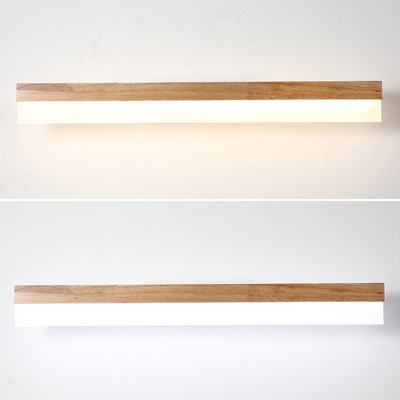 Houten LED Wandlamp met Acryl Kap Badkamerspiegel Verlichting Scandinavisch Design 40cm 60cm 80cm | Sansoti