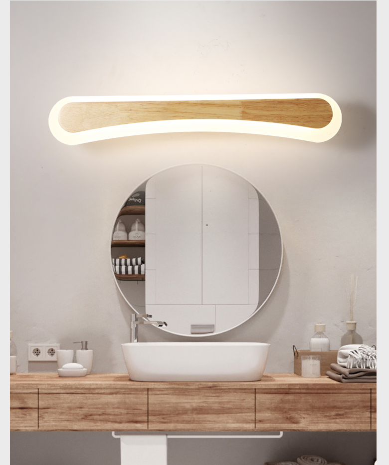 Houten LED Wandlamp met Acryl Kap Badkamerspiegel Verlichting Scandinavisch Design 40cm 60cm 80cm | Sansoti