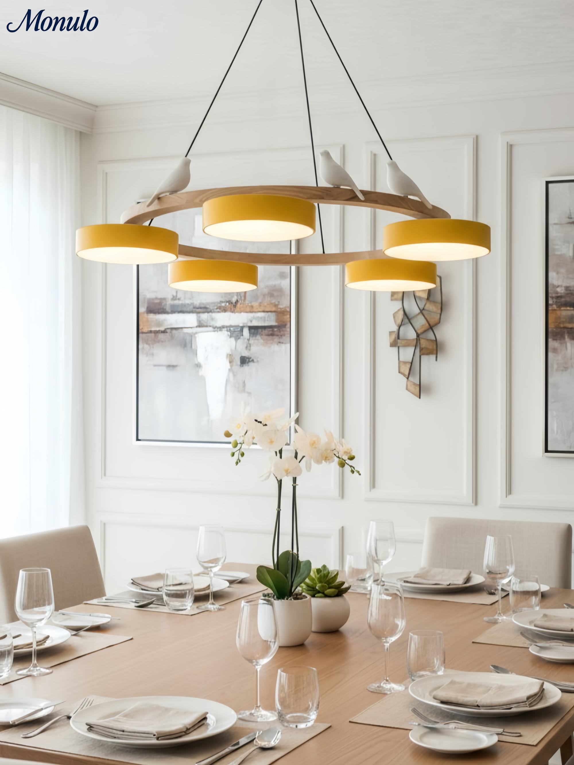 Decoratieve Vogelkroonluchter met Gekleurde Cirkels voor Eetkamer en Woonkamer | Sansoti