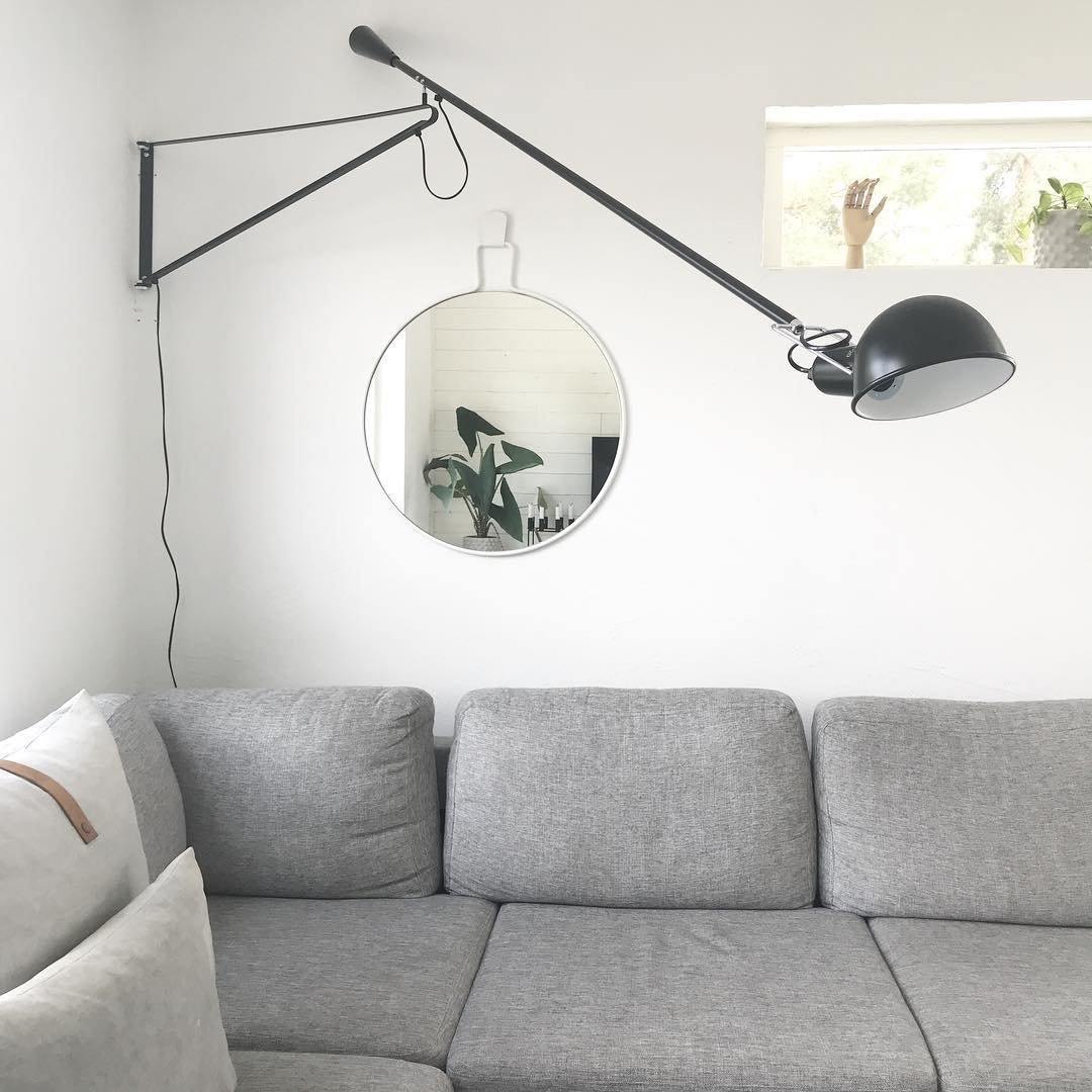 Applique murale industrielle à bras réglable en métal 135-205cm noir blanc éclairage directionnel E27 chambre salon | Sansoti