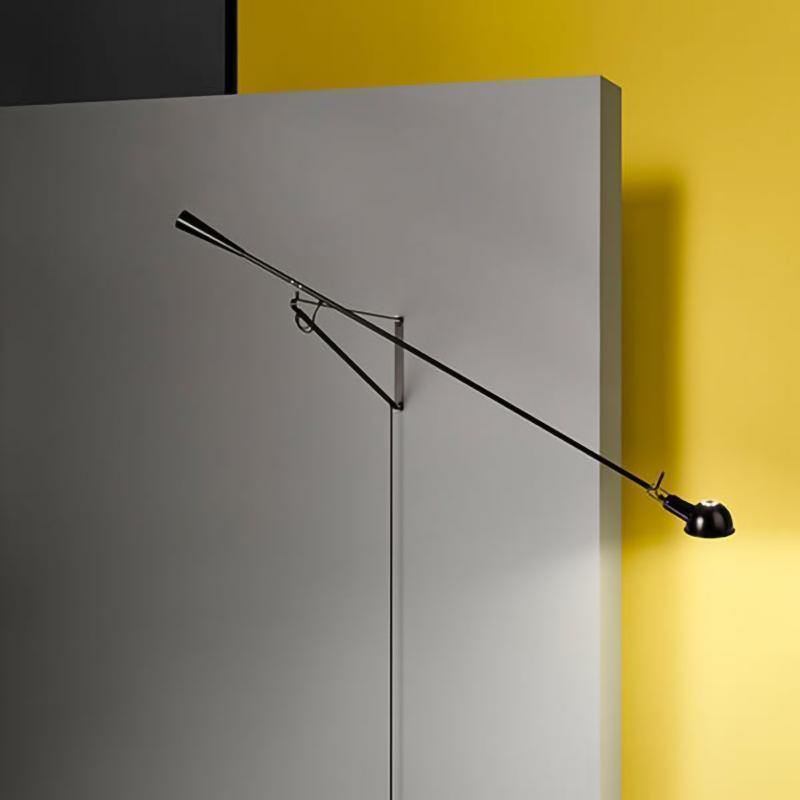 Applique murale industrielle à bras réglable en métal 135-205cm noir blanc éclairage directionnel E27 chambre salon | Sansoti